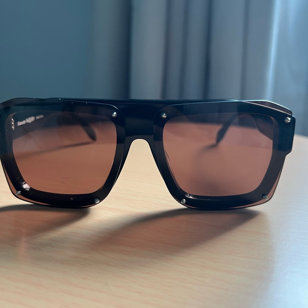 Alexander McQueen Brown Rectangular Sunglasses
